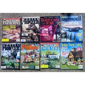 Lot of 8 Homesteading DIY Outdoor Survival Magazines – Mother Earth News, Pionee